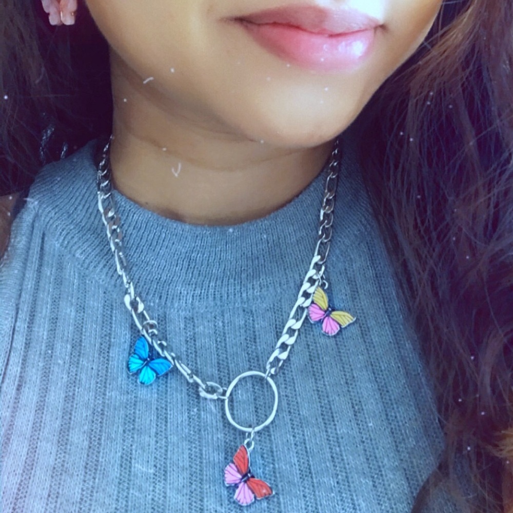 3 butterfly Cuban necklace